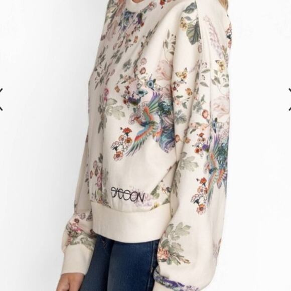 Johnny Was Dreamer Crewneck Size S Sweatshirt Floral Birds - Picture 8 of 9